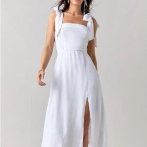White tie-strap midi dress